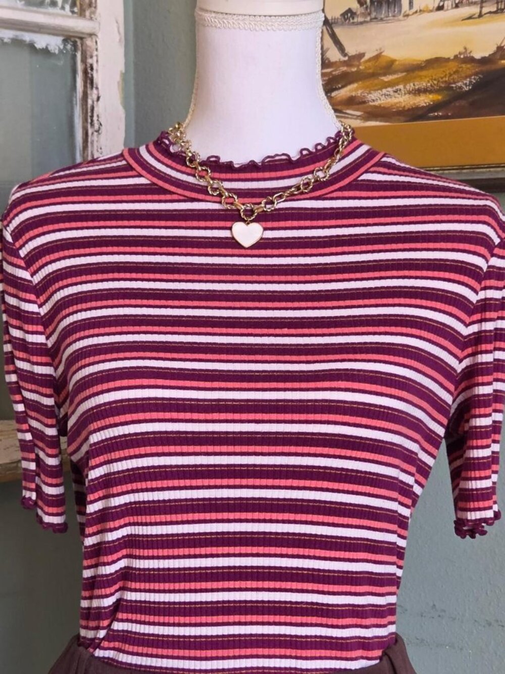 Y2K inspired Striped Women's Shirt Size Med